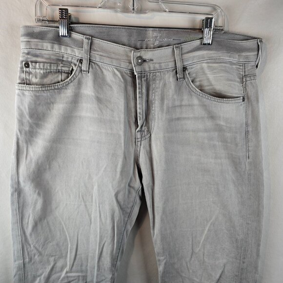 7 For All Mankind Jeans Mens 34 Straight Slim Mid Rise Light Wash Stretch Slimmy - Picture 2 of 11